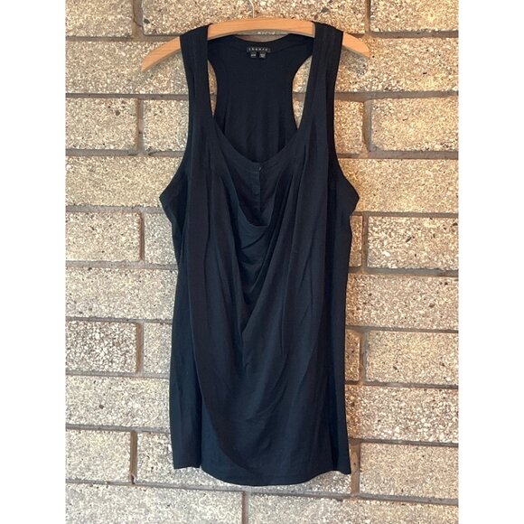 Theory Tops - Theory Black Draped Racerback Tank Top M/M Sleeveless Made In Peru Elegant Women